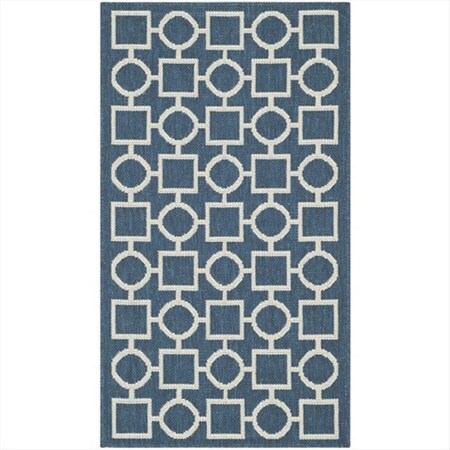 Safavieh 2 Ft. -7 In. X 5 Ft. Runner Indoor-Outdoor Courtyard- Navy And Beige- Machine Made Rug CY6925-268-3
